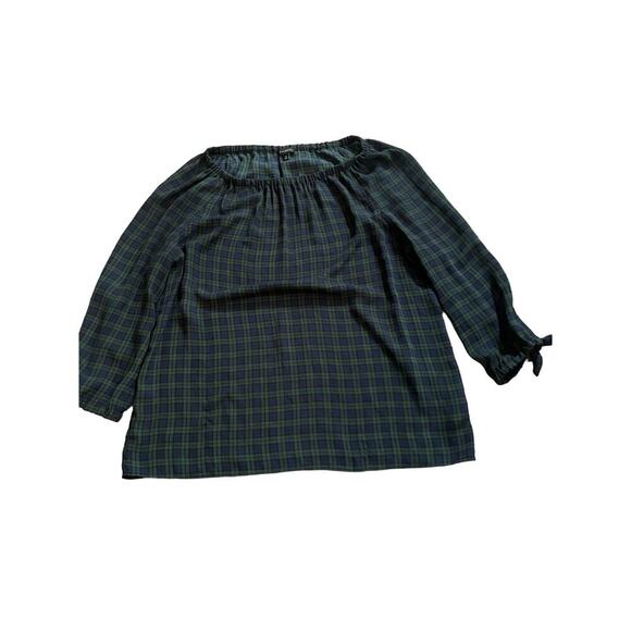 Talbots Tops - Talbots Medium Blue and Green Plaid Blouse